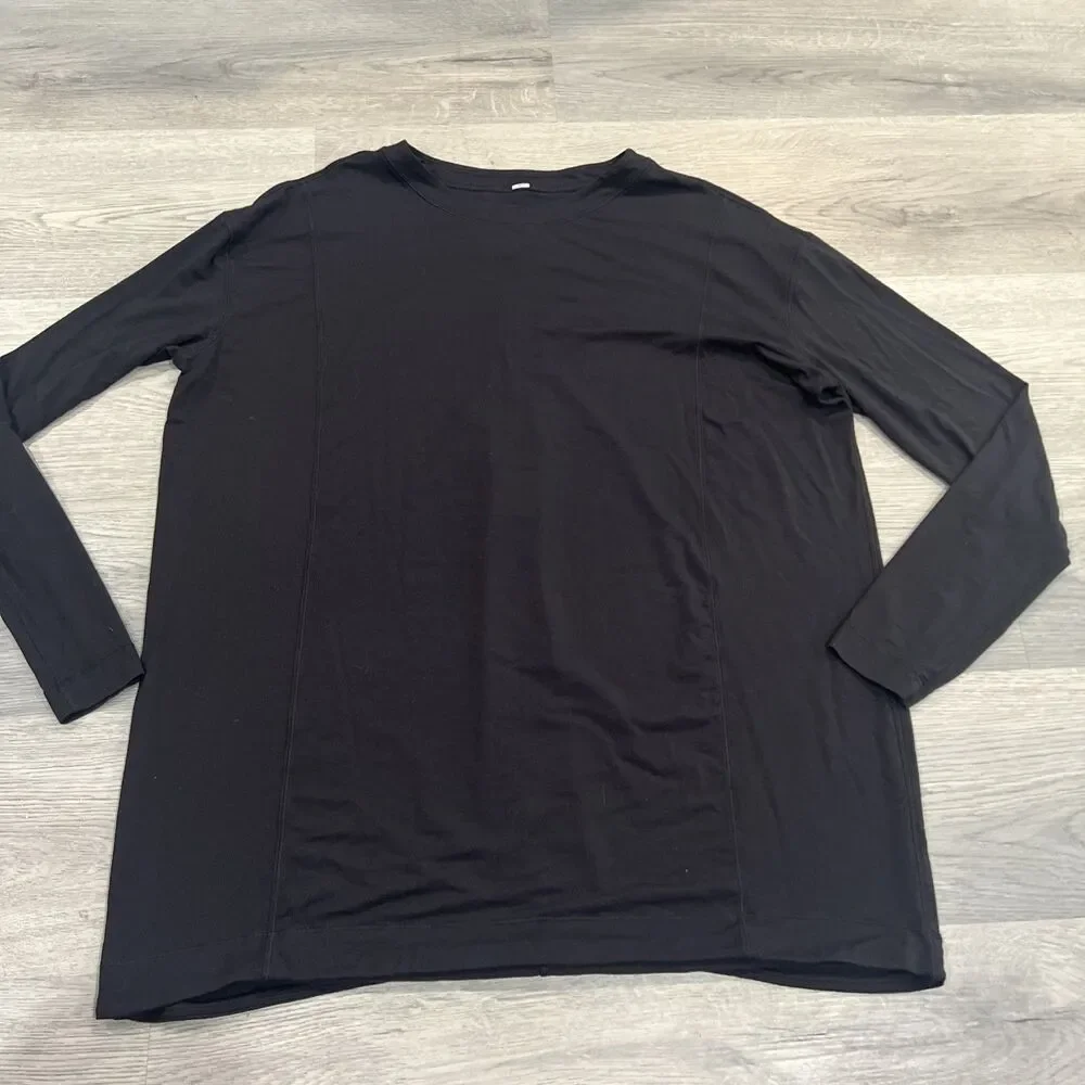 Lululemon Modal Pleated Back Long Sleeve Shirt Running Gym Yoga Black Size 10